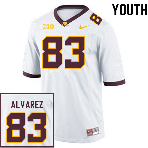 Youth #83 Spencer Alvarez Minnesota Golden Gophers College Football Jerseys Sale-White - Click Image to Close